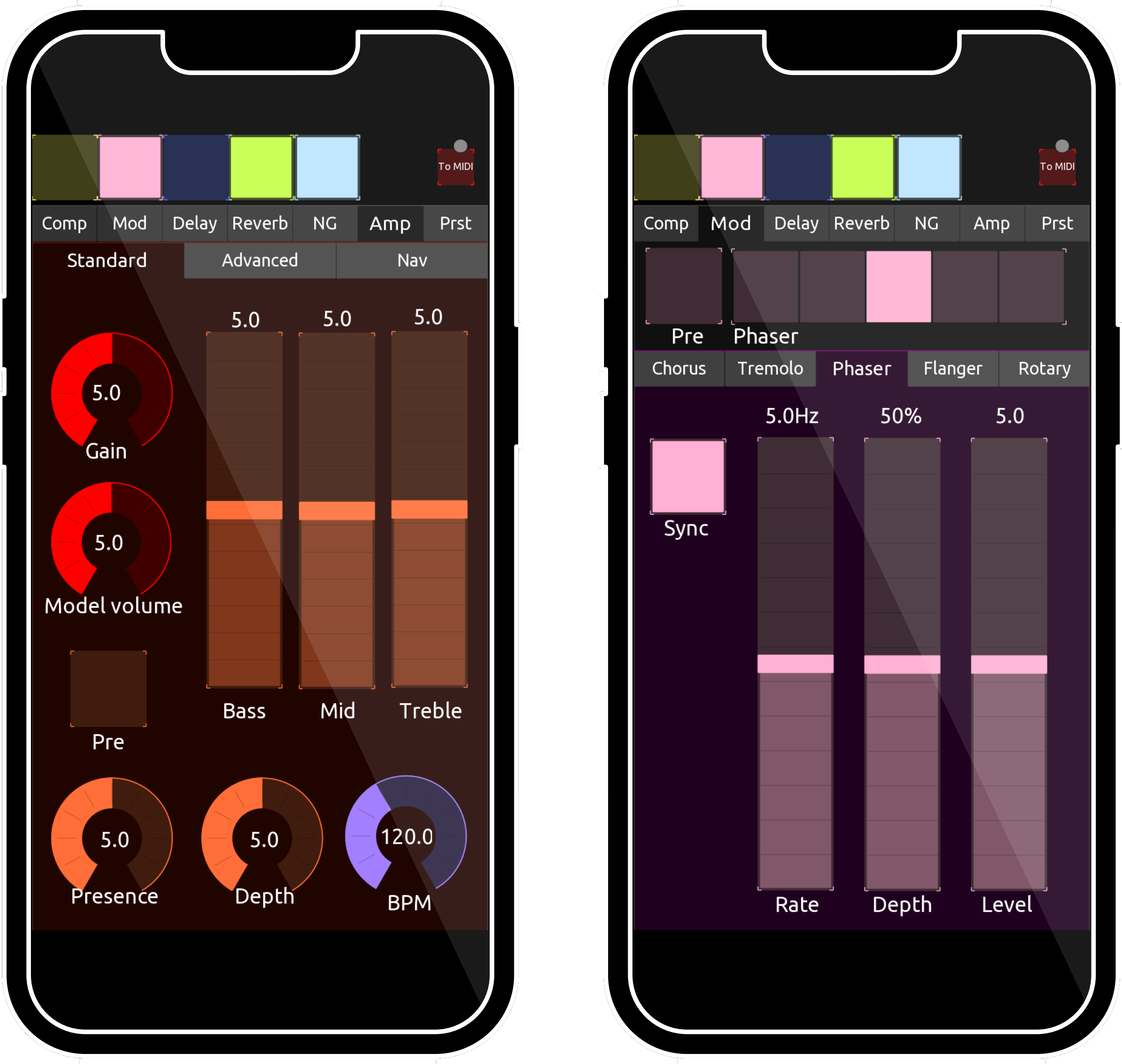 TouchOSC smartphone template for Tonex Pedal